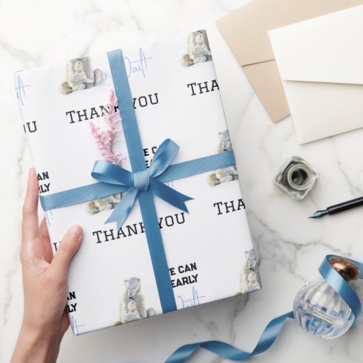 Papier Cadeau Bearly Wait Polar Ours Bleu Garçon Baby shower d'h (Cadeaux)