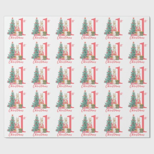 Papier Cadeau Beatrix Potter 1er Noël rose (Plat)