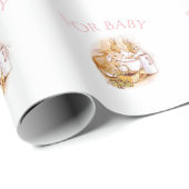 Papier Cadeau Beatrix Potter Bunny Lapin Baby shower rose (Coin rond)