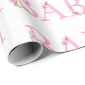 Papier Cadeau Beatrix Potter Bunny Lapin Baby shower rose (Coin rond)