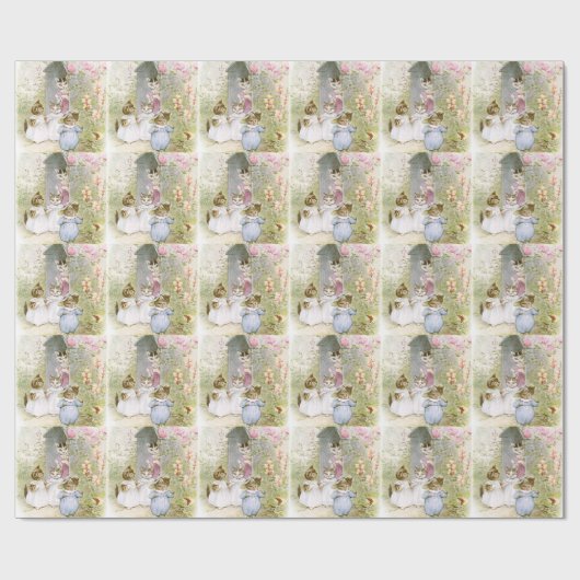 Papier Cadeau Beatrix Potter, Mère Chat et Chatons, Custom (Plat)