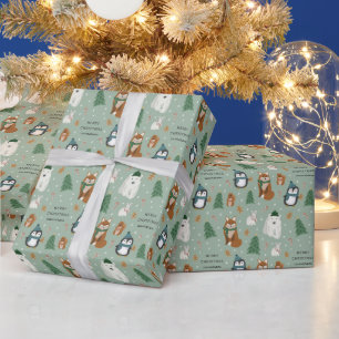Papier Cadeau Beau Animaux d'hiver Noël personnalisé
