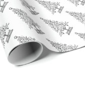 Papier Cadeau Beau arbre de Noël élégant (Coin rond)