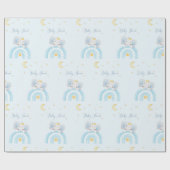 Papier Cadeau Beau baby shower bleu éléphant (Plat)
