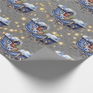 Papier Cadeau Beau Bleu de Noël coupes en acier gris