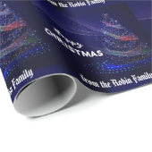 Papier Cadeau Beau bleu, étincelant. Joyeux emballage de Noël (Coin rond)