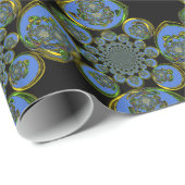 Papier Cadeau Beau bleu extraordinaire jaune (Coin rond)