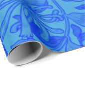 Papier Cadeau Beau bleu indigo honeysuckle motif (Coin rond)