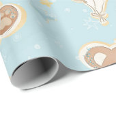 Papier Cadeau Beau bleu Teddy Ballons bébé garçon douche (Coin rond)