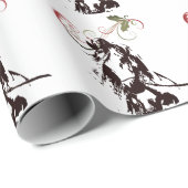 Papier Cadeau Beau Cheval et vacances d'hiver Holly Noël (Coin rond)