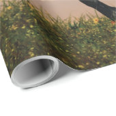 Papier Cadeau Beau Cheval Noir (Coin rond)