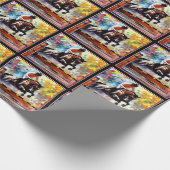Papier Cadeau Beau Cheval Sauter Digital Huile Peinture Style (Coin)