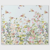 Papier Cadeau Beau colibri dans le jardin fleuri (Plat)