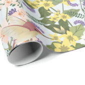 Papier Cadeau Beau colibri dans le jardin fleuri (Coin rond)