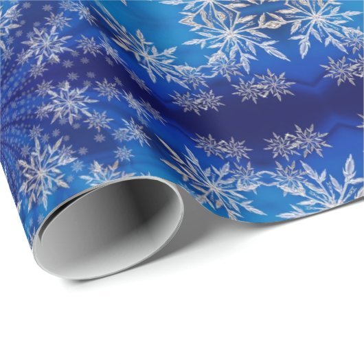 Papier Cadeau Beau Cool Grand Noël Blue Snowflake (Coin rond)