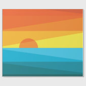 Papier Cadeau Beau coucher de soleil et vagues de mer (Plat)