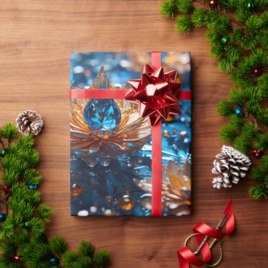 Papier Cadeau Beau cristal bleu et blanc (Cadeau de vacances)
