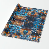 Papier Cadeau Beau cristal bleu et blanc (Déroulé)