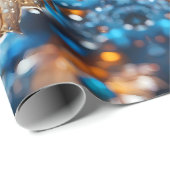 Papier Cadeau Beau cristal bleu et blanc (Coin rond)