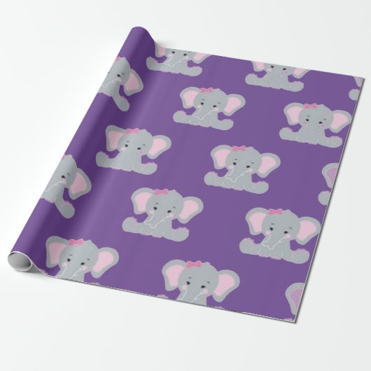 Papier Cadeau Beau éléphant imprimé (Déroulé)