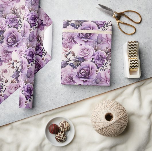 Papier Cadeau Beau Fleurs sauvages violets (Artisanat)