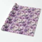 Papier Cadeau Beau Fleurs sauvages violets (Déroulé)