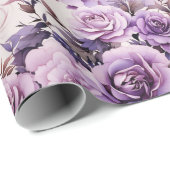 Papier Cadeau Beau Fleurs sauvages violets (Coin rond)