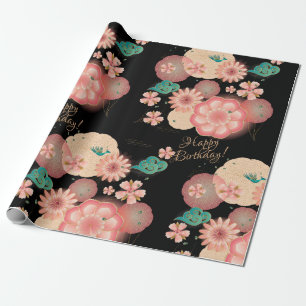 Papier Cadeau Beau jardin de fleurs de pêche de ressort