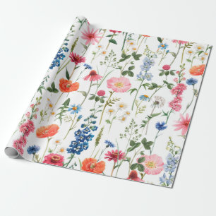 Papier Cadeau Beau jardin fleuri coloré sans couture motif