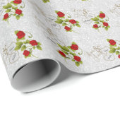 Papier Cadeau Beau Mariage avec Roses Rouges (Coin rond)