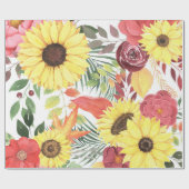 Papier Cadeau Beau Modèle Floral Avec Automne Lumineux (Plat)
