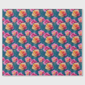 Papier Cadeau Beau Motif à fleurs rose doux (Plat)