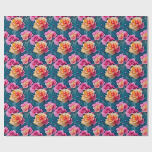 Papier Cadeau Beau Motif à fleurs rose doux (Plat)