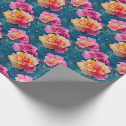 Papier Cadeau Beau Motif à fleurs rose doux (Coin)