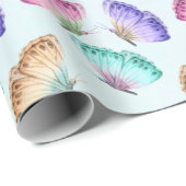 Papier Cadeau Beau Motif à papillon aquarelle (Coin rond)