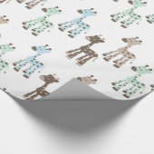Papier Cadeau Beau motif bleu de bébé de girafe (Coin)