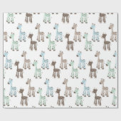 Papier Cadeau Beau motif bleu de bébé de girafe (Plat)