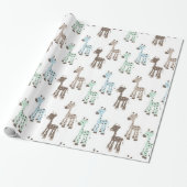 Papier Cadeau Beau motif bleu de bébé de girafe (Déroulé)