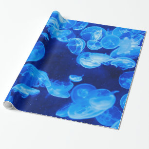 Papier Cadeau Beau motif bleu de méduses