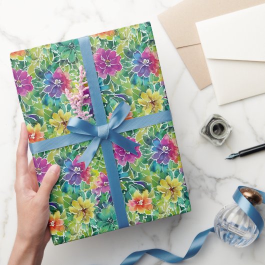 Papier Cadeau Beau Motif de fleurs d'aquarelle (Cadeaux)