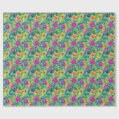 Papier Cadeau Beau Motif de fleurs d'aquarelle (Plat)