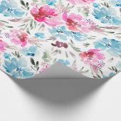 Papier Cadeau Beau motif de fleurs d'aquarelle (Coin)