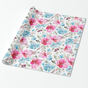 Papier Cadeau Beau motif de fleurs d'aquarelle