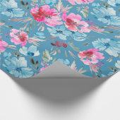 Papier Cadeau Beau motif de fleurs d'aquarelle (Coin)