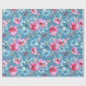 Papier Cadeau Beau motif de fleurs d'aquarelle (Plat)