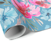 Papier Cadeau Beau motif de fleurs d'aquarelle (Coin rond)