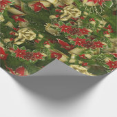 Papier Cadeau Beau Motif de Noël Rouge Poinsettia (Coin)