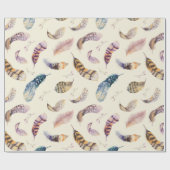 Papier Cadeau Beau motif de plumes d'aquarelle (Plat)