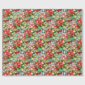 Papier Cadeau Beau Motif en verre coloré Rouge Fleurs (Plat)