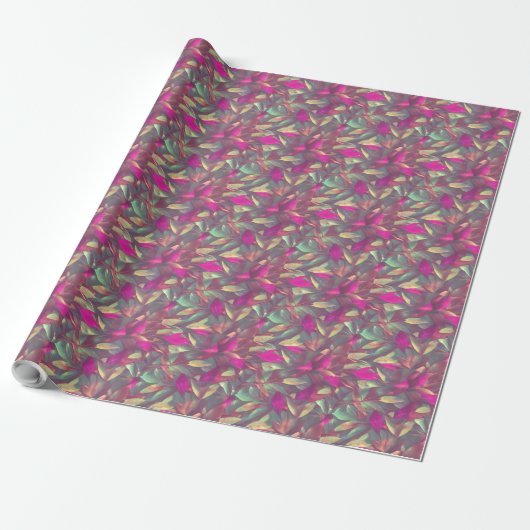 Papier Cadeau Beau Motif Feuille Iridescente (Déroulé)